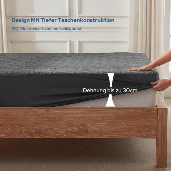 BEDLORE Matratzenschoner 135 x 190 cm, wasserdichte Matratzenauflage, geräuschloser Matratzenbezug mit tiefer Tasche – weich, atmungsaktiv und komfortabel (grau)