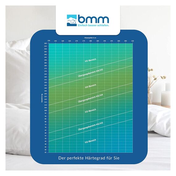 BMM Matratze 180x200 cm Ortho Medic Taschenfederkernmatratze Härtegrad H3/Öko-Tex Zertifiziert/ergonomische 7 Zonen Matratze Höhe 21 cm/Matratzen Deutsche Produktentwicklung