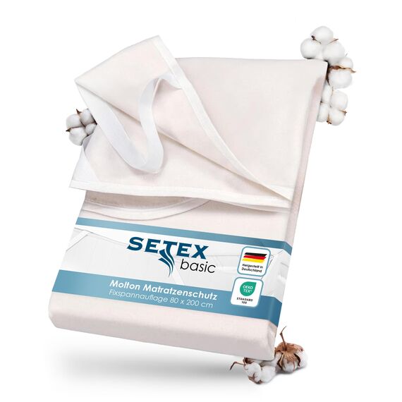SETEX – Molton Matratzenschoner 80x200 naturfarben – Matratzenauflage für Bettmatratzen 15-22cm Höhe – Matratzenschutz Fixspannauflage mit Eckgummis – STANDARD 100 by OEKO-TEX geprüft & zertifiziert