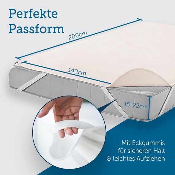 SETEX Molton Matratzenschutz, 140 x 200 cm, Eckgummis, 100% Baumwolle, Basic, Naturfarben 1607140200001001