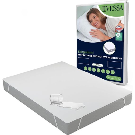 LIVESSA Matratzenschoner 160x200 - Matratzen-Schutzhülen, wasserdichte Matratzenauflage, Mit Elastisch Eckbändern, Oeko-TEX Zertifiziert, matratzenschoner