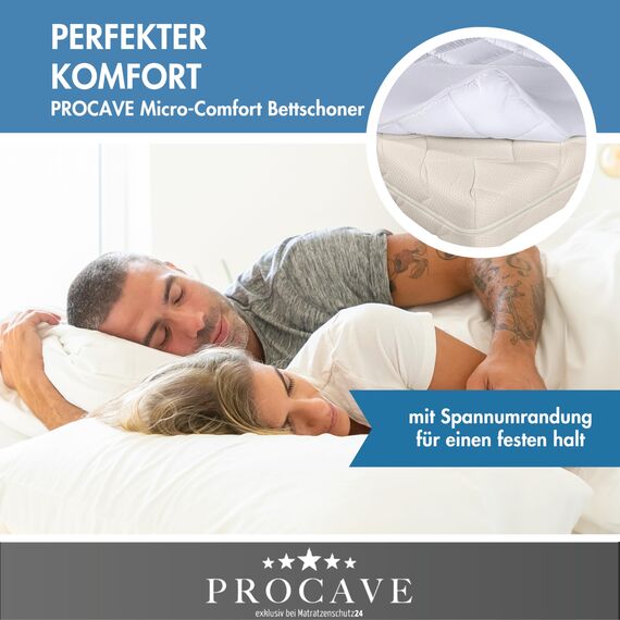 PROCAVE Micro-Comfort Matratzen-Bett-Schoner weiß 100x200 cm mit Spannumrandung | Höhe bis 30cm | Auch für Boxspring-Betten und Wasser-Betten geeignet | Matratzen-Auflage | Unter-Bett