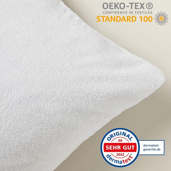 LIVESSA wasserdichter Kissenbezug 80x80 cm (2er Pack) kombinierbar mit Matratzen-Schutzhülen - Kissenschoner mit Reißverschluss, Pillow Protector, %100 Baumwolle Oberfläche