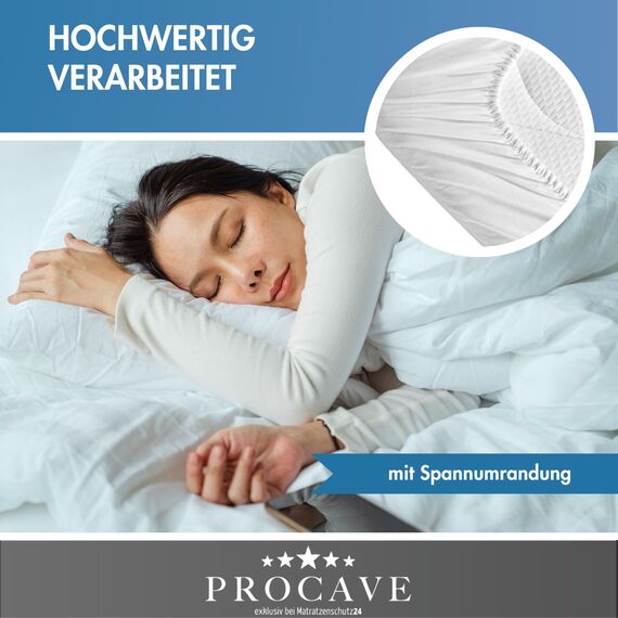 PROCAVE Micro-Comfort Matratzen-Bett-Schoner weiß 100x200 cm mit Spannumrandung | Höhe bis 30cm | Auch für Boxspring-Betten und Wasser-Betten geeignet | Matratzen-Auflage | Unter-Bett