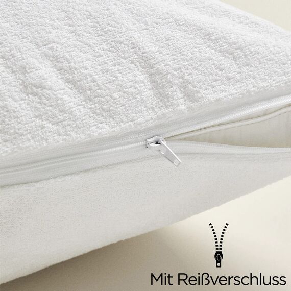 LIVESSA wasserdichter Kissenbezug 40x80 cm (2er Pack) kombinierbar mit Matratzen-Schutzhülen - Kissenschoner mit Reißverschluss, Pillow Protector, %100 Baumwolle Oberfläche