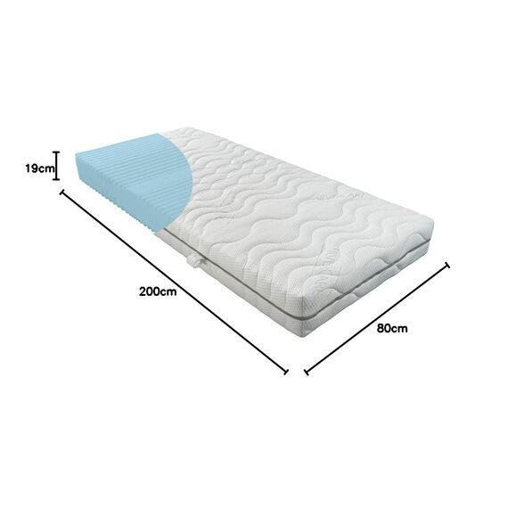 BMM Matratze 80x200 cm Komfort 19 Härtegrad H3 fest/Kaltschaummatratze Öko-Tex Zertifiziert/ergonomische 7 Zonen Matratze Höhe 19 cm/Matratzen Deutsche Produktentwicklung