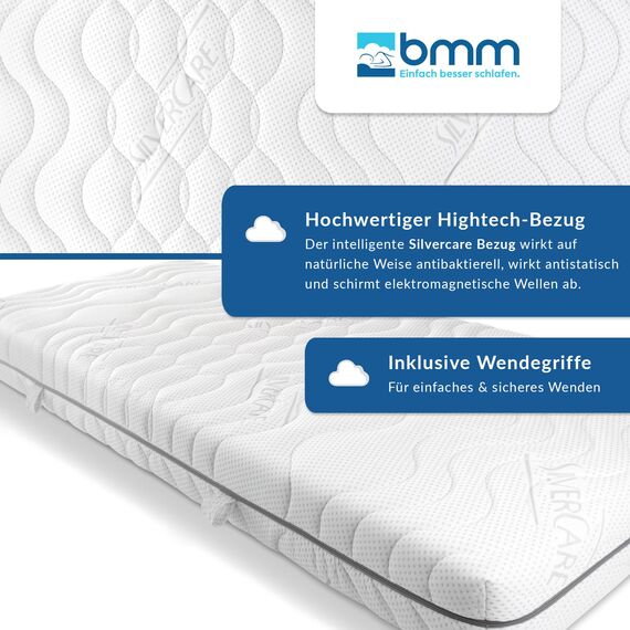 BMM Matratze 80x200 cm Komfort 19 Härtegrad H4 extra fest/Kaltschaummatratze Öko-Tex Zertifiziert/ergonomische 7 Zonen Matratze Höhe 19 cm/Matratzen Deutsche Produktentwicklung