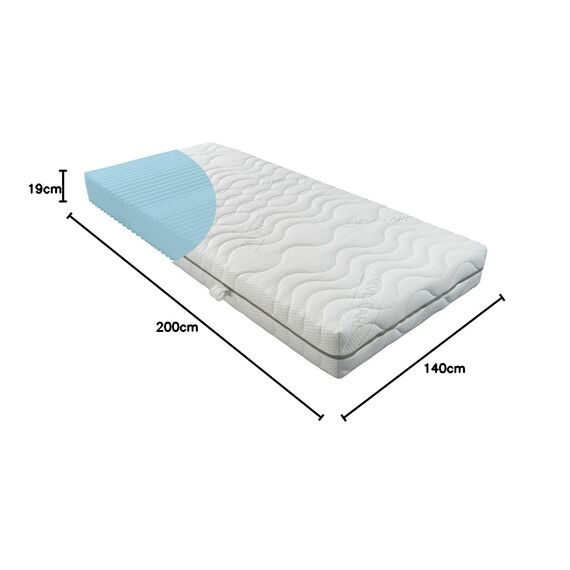 BMM Matratze 140x200 cm Komfort 19 Härtegrad H2 medium/Kaltschaummatratze Öko-Tex Zertifiziert/ergonomische 7 Zonen Matratze Höhe 19 cm/Matratzen Deutsche Produktentwicklung