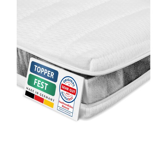 AM Qualitätsmatratzen Topper 150x200cm hart - Made in Germany - Oeko TEX zertifizierter Matratzen Topper 150x200 H4 / H3 für Boxspringbett - Feste Matratzenauflage 150x200 mit waschbarem Bezug