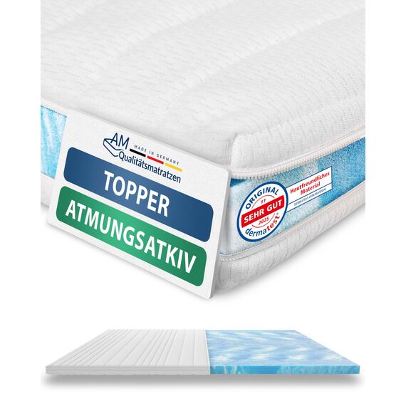 AM Qualitätsmatratzen Premium Topper 80x220cm weich - Made in Germany - Oeko TEX zertifizierter Matratzen Topper H1 - Anpassungsfähige & Weiche Matratzenauflage 80x220 mit waschbarem Bezug