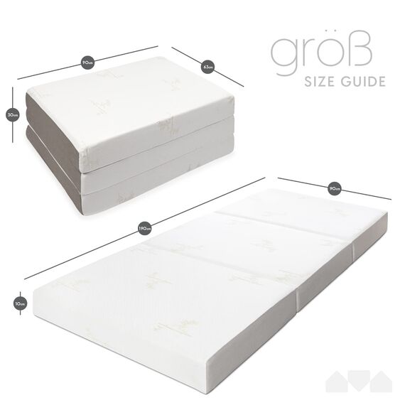 Milliard Klappmatratze 90x190 – 1-Personen-Matratze mit Memory-Schaum – Klappmatratze Anti-Milben – Reisematratze, Camping – Abnehmbarer und Waschbarer Bezug (Einzel Matelas, 90 x 190 x 10 cm)