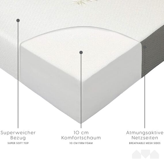 Milliard Klappmatratze 90x190 – 1-Personen-Matratze mit Memory-Schaum – Klappmatratze Anti-Milben – Reisematratze, Camping – Abnehmbarer und Waschbarer Bezug (Einzel Matelas, 90 x 190 x 10 cm)