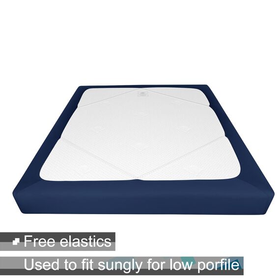 Boxspring-Bezug, King-Size-Bett, Jersey-Strick und dehnbar, 4 Seiten, für Hotel und Zuhause, King-Size-Bett, Marineblau