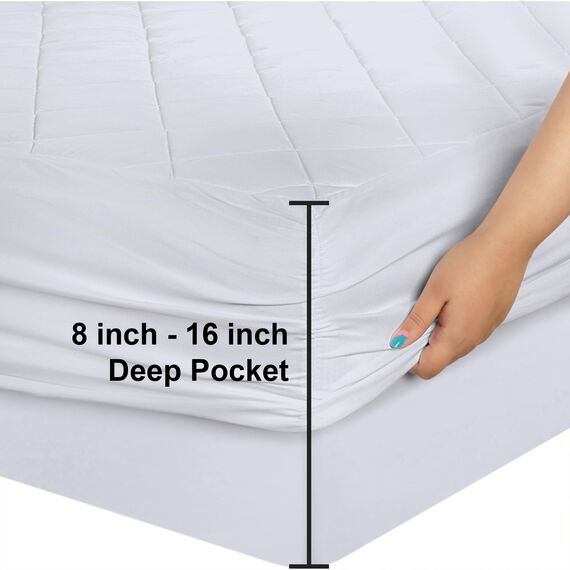 Utopia Bedding Gesteppte Matratzenauflage (großes Einzelbett), Matratzenbezug dehnbar bis 40,6 cm Höhe