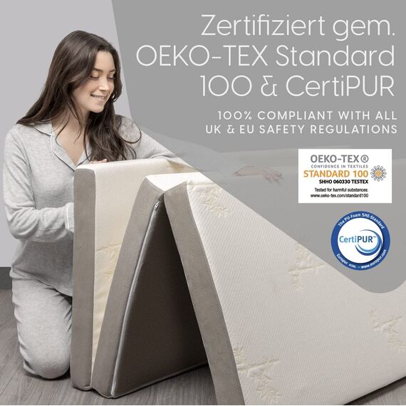 Milliard Klappmatratze 90x190 – 1-Personen-Matratze mit Memory-Schaum – Klappmatratze Anti-Milben – Reisematratze, Camping – Abnehmbarer und Waschbarer Bezug (Einzel Matelas, 90 x 190 x 10 cm)