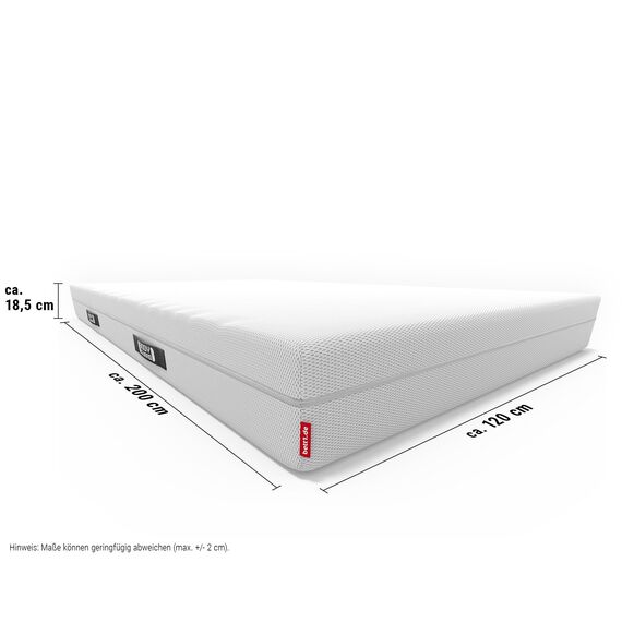bett1 BODYGUARD Anti-Kartell-Matratze 120x200. Deutschlands meistgekaufte Matratze (2in1 Liegehärten Mittelfest & Fester, Bezug 60°C waschbar, Oeko-TEX 100, Ergonomiemodule, QXSchaum)