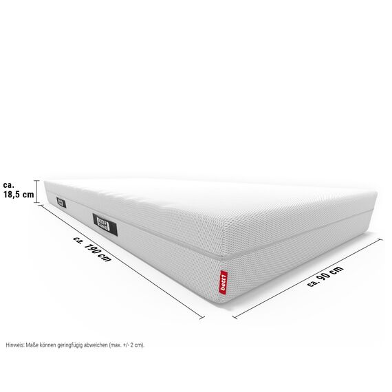 Bodyguard bett1 Anti-Kartell-Matratze 90x190. Deutschlands meistgekaufte Matratze (2in1 Liegehärten Mittelfest & Fester, Bezug 60°C waschbar, Oeko-TEX 100, Ergonomiemodule, QXSchaum)