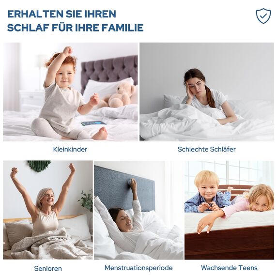 BEDLORE Matratzenschoner 135 x 190 cm, wasserdichte Matratzenauflage, geräuschloser Matratzenbezug mit tiefer Tasche – weich, atmungsaktiv und komfortabel (Blau)