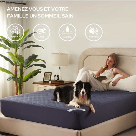 BEDLORE Matratzenschoner 90 x 200 cm, wasserdichte Matratzenauflage, geräuschloser Matratzenbezug mit tiefer Tasche – weich, atmungsaktiv und komfortabel (Blau)
