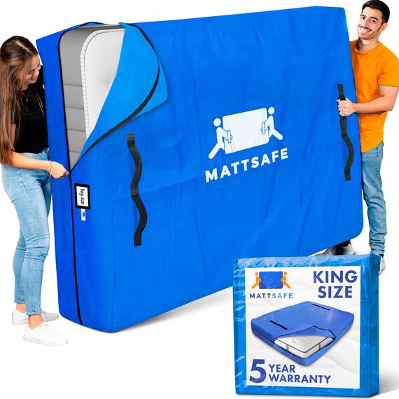 Matratzentasche mit 8 Griffen zum Umziehen und Aufbewahren - King Size - Wiederverwendbarer Bezug mit starkem Reißverschluss - Extra Dicker Matratzenschutz Mattsafe