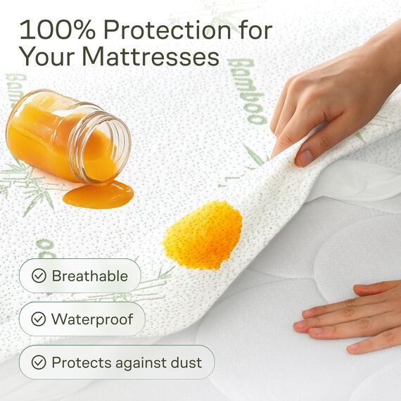 Niagara Sleep Solution Wasserdichter kühlender Bambus-Matratzenschoner Queen 60 x 80 kühlend atmungsaktiv ultraplüschig saugfähig extra tief passend für 8-21 Zoll Tiefe Matratze