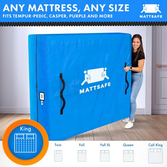 Matratzentasche mit 8 Griffen zum Umziehen und Aufbewahren - King Size - Wiederverwendbarer Bezug mit starkem Reißverschluss - Extra Dicker Matratzenschutz Mattsafe