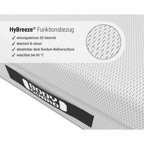 Bodyguard bett1 Anti-Kartell-Matratze90x220. Deutschlands meistgekaufte Matratze (2in1 Liegehärten Mittelfest & Fester, Bezug 60°C waschbar, Oeko-TEX 100, Ergonomiemodule, QXSchaum)
