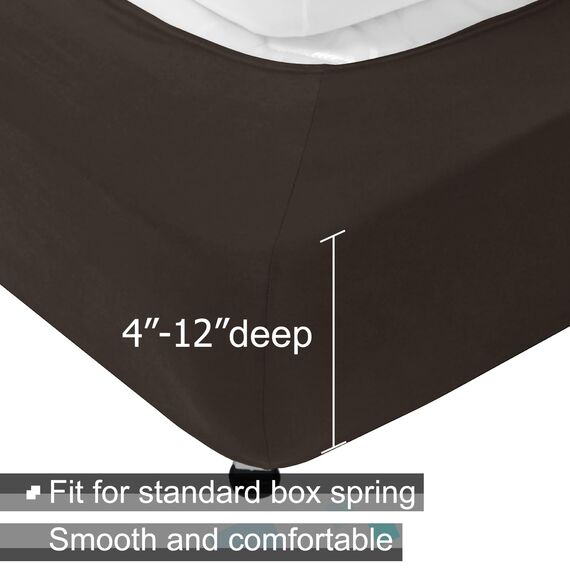 Alyvia Spring Boxspring-Abdeckung, Jersey-Strick dehnbarer Rundumbezug für alle Vier Seiten, Bettrock für Hotel und Zuhause, Doppelbett/Doppelbett XL, Braun