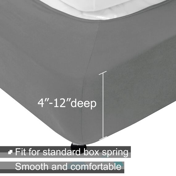 Boxspring-Bezug, King-Size-Größe, Jersey-Strick und dehnbar, 4 Seiten, Bettrock für Hotel und Zuhause, King-Size-Bett, Hellgrau