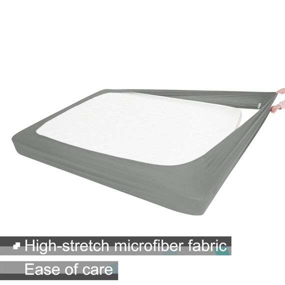 Boxspring-Bezug, King-Size-Größe, Jersey-Strick und dehnbar, 4 Seiten, Bettrock für Hotel und Zuhause, King-Size-Bett, Hellgrau
