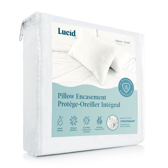 Lucid Matratzenschoner – komplett umhüllt Matratze für wasserfest, allergenfest, Bettwanzenschutz, 15 Jahre Garantie, Textil, King Pillow Protector Set (2)