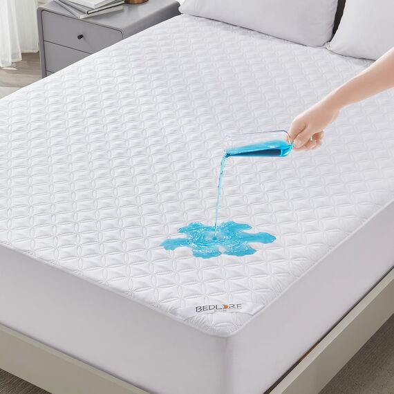 BEDLORE Matratzenschoner 120 x 200 cm, wasserdichte Matratzenauflage, geräuschloser Matratzenbezug mit tiefer Tasche – weich, atmungsaktiv und komfortabel (Weiß)