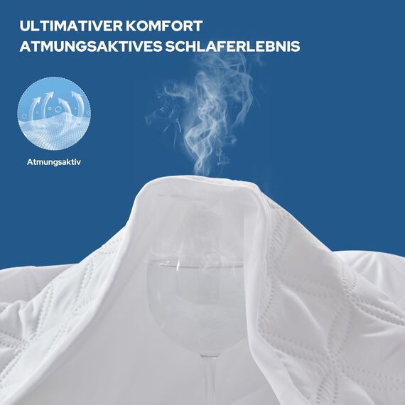 BEDLORE Matratzenschoner 160 x 190 cm, wasserdichte Matratzenauflage, geräuschloser Matratzenbezug mit tiefer Tasche – weich, atmungsaktiv und komfortabel (Weiß)