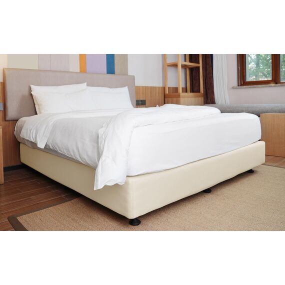 Boxspring-Bezug für Doppelbett, Jersey-Strick und dehnbar, 4 Seiten, Bettrock für Hotel und Zuhause, Twin/Twin XL, Beige