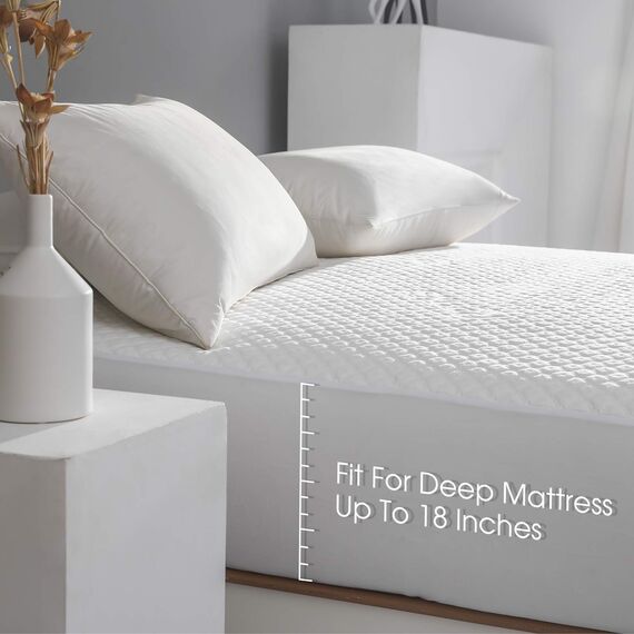 Wasserdichter Matratzenschoner für King-Size-Bett, Viskose aus Bambus, kühlende Matratzenauflage mit tiefer Tasche bis zu 45,7 cm