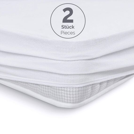 Alreya Wasserdichter Matratzenschoner Atmungsaktiv Schutz mit Rundumbezug 60 cm x 120 cm (2er Set) Matratzenauflage ohne Knistern, Baumwolle Matratzenschutz