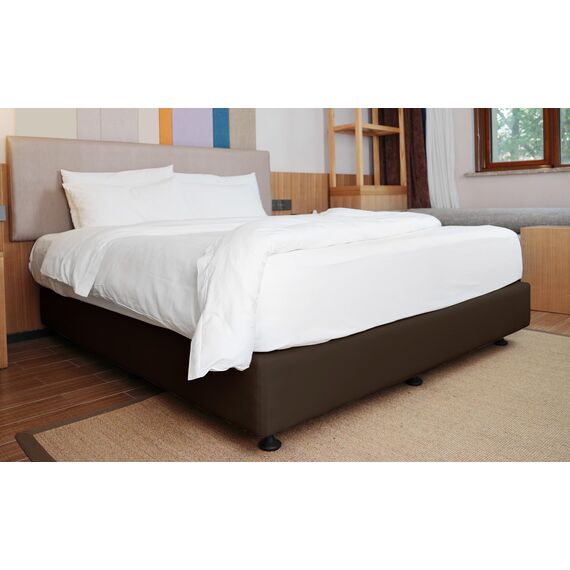 Alyvia Spring Boxspring-Abdeckung, elastischer Stoff, dehnbarer Rundumbezug für alle Vier Seiten, Bettrock für Hotel und Zuhause, Queen/California-Queen, Braun
