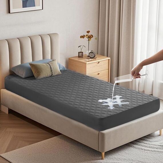 BEDLORE Matratzenschoner 90 x 200 cm, wasserdichte Matratzenauflage, geräuschloser Matratzenbezug mit tiefer Tasche – weich, atmungsaktiv und komfortabel (Grau)