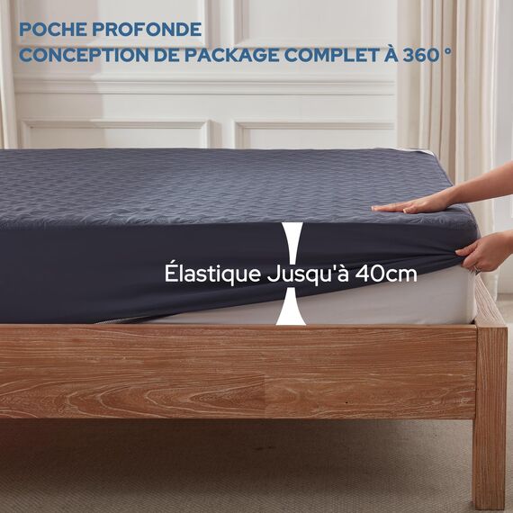 BEDLORE Matratzenschoner 180 x 200 cm, wasserdichte Matratzenauflage, geräuschloser Matratzenbezug mit tiefer Tasche – weich, atmungsaktiv und komfortabel (Blau)