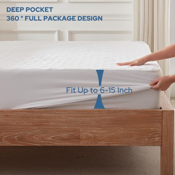 BEDLORE Matratzenschoner 140 x 200 cm, wasserdichte Matratzenauflage, geräuschloser Matratzenbezug mit tiefer Tasche – weich, atmungsaktiv und komfortabel (Weiß)
