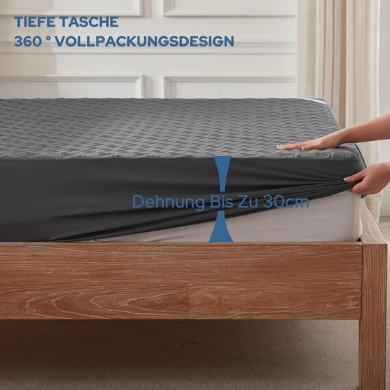BEDLORE Matratzenschoner 135 x 190 cm, wasserdichte Matratzenauflage, geräuschloser Matratzenbezug mit tiefer Tasche – weich, atmungsaktiv und komfortabel (Grau)