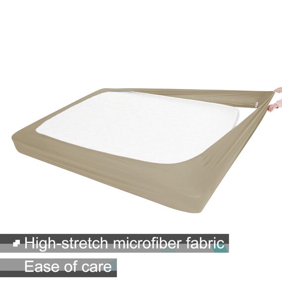 Alyvia Spring Boxspring-Abdeckung, Jersey-Strick dehnbarer Rundumbezug für alle Vier Seiten, Bettrock für Hotel und Zuhause, Doppelbett/Doppelbett XL, Taupe