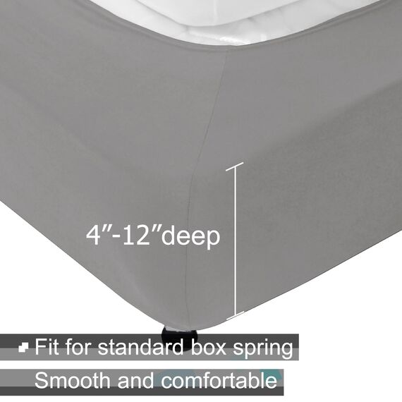 Alyvia Spring Boxspring-Abdeckung, Jersey-Strick dehnbarer Rundumbezug für alle vier Seiten, Bettrock für Hotel und Zuhause, Doppelbett/Doppelbett XL, Silber