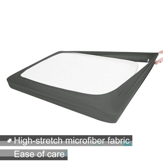 Alyvia Spring Boxspring-Bezug in voller Größe – Jersey-Strick & dehnbar um 4 Seiten Bettrock für Hotel und Zuhause – Full/Full XL, Grau