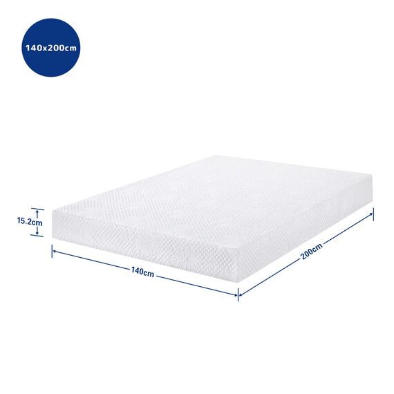 Olee sleep 15cm Memory Foam Matratze / Kaltgelschaum / Öko-Tex / CertiPUR-US / Komfortable Matratze / 3 Schichten / 140 x 200cm / Full / Weiß