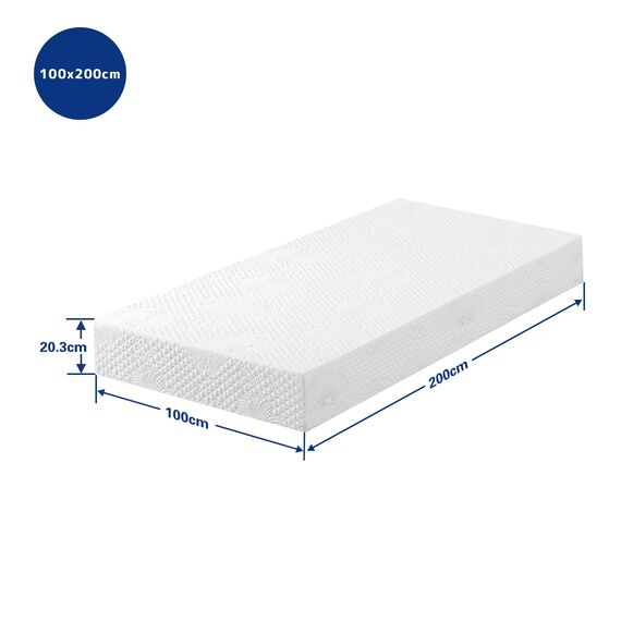 Olee sleep 20cm Memory Foam Matratze / Kaltgelschaum / Öko-Tex / CertiPUR-US / Komfortable Matratze / Rollmatratze / 3 Schichten / 100 x 200cm / Twin XL / Weiß