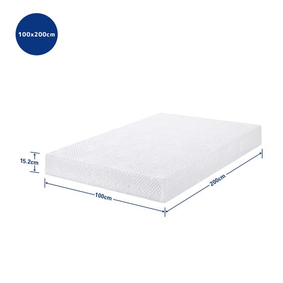 Olee sleep 15cm Memory Foam Matratze / Kaltgelschaum / Öko-Tex / CertiPUR-US / Komfortable Matratze / 3 Schichten / 100 x 200cm / Twin XL / Weiß