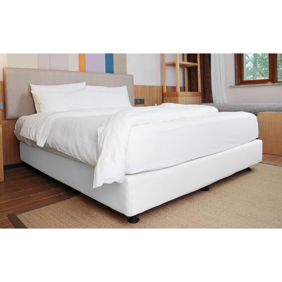 Boxspring-Abdeckung, Queen-Size-Größe, Jersey-Strick & dehnbar, 4 Seiten, Bettrock für Hotel & Zuhause, Queen/Queen, XL, Weiß