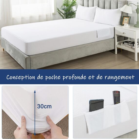 RICHAIR Wasserdichter Matratzenschoner 180x200cm weiß, matratze Topper Spannbettlaken Matratzenauflage Atmungsaktiv nässeschutz Matratzenschutz Spannbetttuch Baby Bett Topper matratzenbezug
