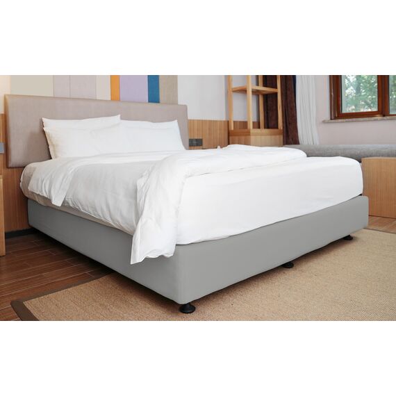 Alyvia Spring Boxspring-Abdeckung, Jersey-Strick dehnbarer Rundumbezug für alle Vier Seiten, Bettrock für Hotel und Zuhause, Einzelbett/Einzelbett XL, Silber